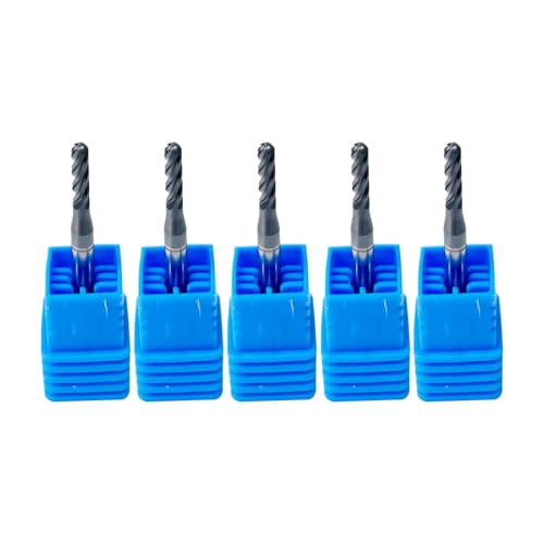 5Pcs 3/32" Carbide Ball Nose End Mills, ALTiN Coated, 4 Flute - size: 3/32 in