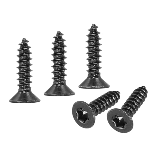 M METERXITY 100 Pack Torx Screws, M4 x 16mm Flat Head Wood Screw 304 Stainless Steel Full Threaded Countersunk Self Tapping Star Sheet Metal Bolts for Wood/Furniture [Black] - color: Black, size: M4 x 16 mm