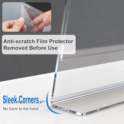 6 Pack Acrylic Sign Holder 8.5 x 11, L-Shape Clear Plastic Display Stand for Tabletop, Acrylic Stands for Flyers, Table Paper Holder, Vertical Sign Holder 8.5x11 for Restaurants, Office and School (Slant 6 Pack 8.5x11) - size: Slant 6 Pack 8.5x11