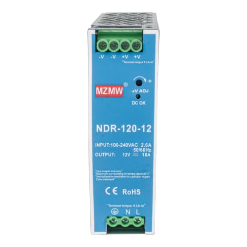 CNCTOPBAOS NDR 120W 12V DC 10A Industrial DIN Rail Switching Power Supply - style: NDR-120-12