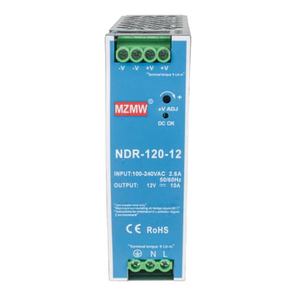 CNCTOPBAOS NDR 120W 12V DC 10A Industrial DIN Rail Switching Power Supply - style: NDR-120-12