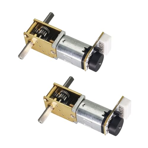 2Pcs DC 12V 200RPM Φ3x10mm Double Shaft N20 Worm Gear Motor with Encoder, 3-12V 4-381RPM Ideal for Robotics and Mini CNC Machines (12-200) - color: Φ3x10mm Double Shaft, size: 12V 200 RPM