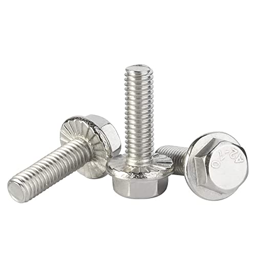 M6 x 35mm Flanged Hex Head Bolts Flange Hexagon Screws, Stainless Steel A2, DIN 6921, 20 PCS - size: M6-1.0 x 35mm