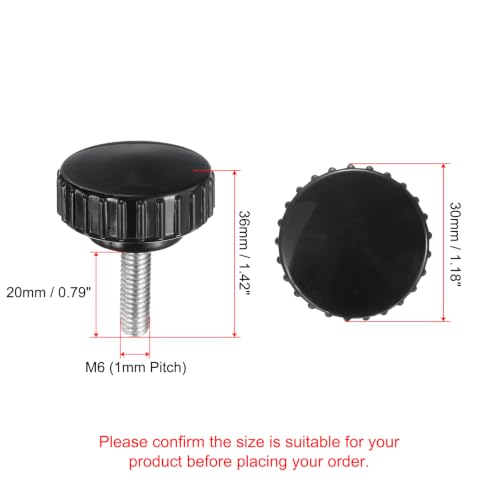 uxcell 2pcs Knurled Clamping Knobs M6 x 20mm Metric 304 Stainless Steel Male Thread Thumb Screw on Type 30mm Plastic Round Head Threaded Hand Bolt Stud Knobs Black - size: M6 x 20mm x 30mm