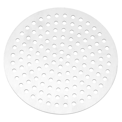 PATIKIL 5" Diameter 304 Stainless Steel Perforated Sheet, 0.16" Hole 19GA Expanded Metal Mesh Round Slices Plate Screen Decorative Meshes for Ventilation Grill Smoking, Silver Tone - size: 5inch
