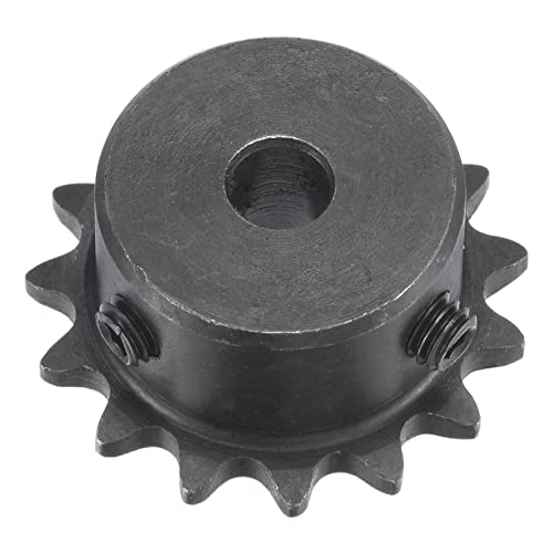 uxcell 15 Tooth Roller Sprocket B Type, #25 Chain, Single Strand 1/4" Pitch, 6.35mm Bore Black Oxide C45 Carbon Steel with Set Screws for ISO 04C - size: 6.35mm