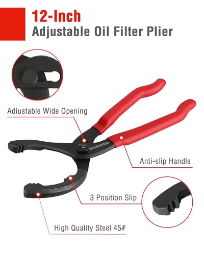 WORKPRO 2-Piece Oil Filter Wrench Set, Oil Change Tools Kit for Car - color: Red