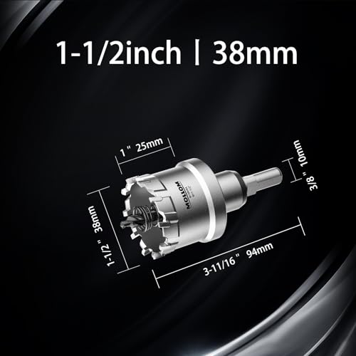 Mollom 1-1/2" (38mm) 2Pcs Heavy Duty Carbide Hole Saw with 3 Pilot bit - size: 38mm | 1-1/2" - 2PCS