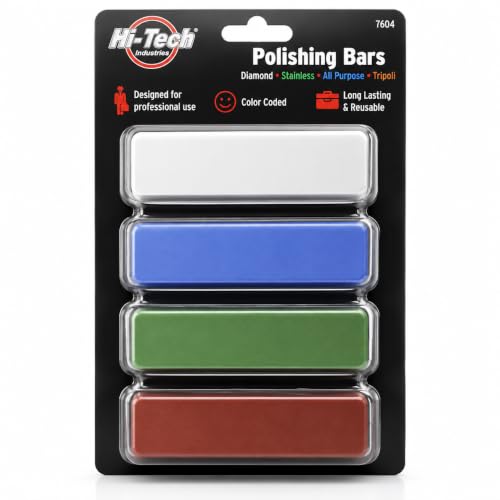 Hi-Tech Polishing Bars Set – Diamond Stainless & All Purpose Tripoli Jeweler’s Rouge Compound Bars for Metal Polishing & Buffing