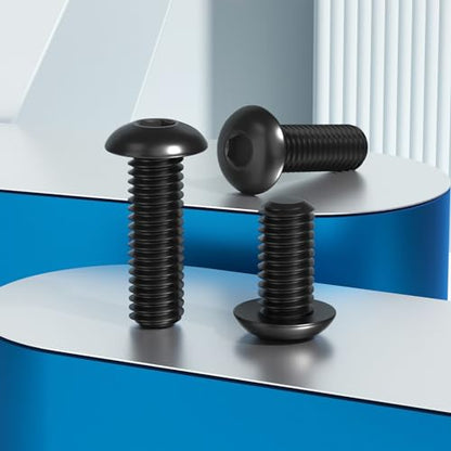 VGBUY 45Pcs 1/4-20 x 1-1/4" Button Head Socket Cap Bolts Screws,304 Stainless Steel 18-8,Black Zinc Plating,Fully Threaded,With Spanner Allen Hex Drive, For Furniture,Water Pump,Light Fixture(VG10307) - color: Black, size: 1/4-20 x 1-1/4"