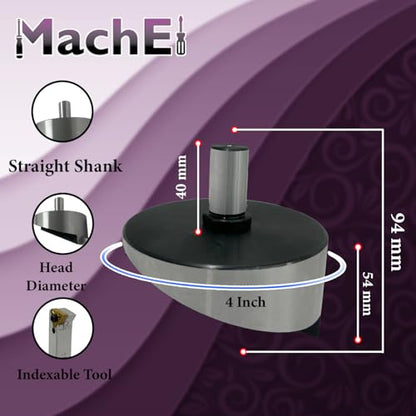 MachEl 4" Fly Cutter with Indexable Carbide Insert Tool 3/4"(19 mm) - size: 3/4" Straight Shank