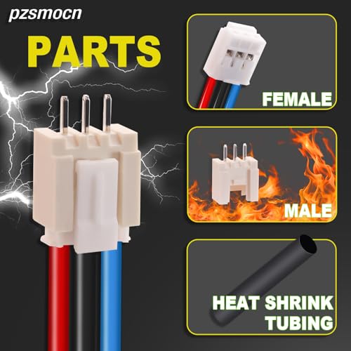 15 Sets/60 Pcs JST HY 2.0mm 3 Pin 22AWG Silicone Connector Kit - size: 3-Pin, style: JST-HY