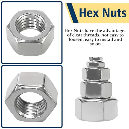 SAE Hex Nut Assortment Kit,150Pcs Stainless Steel（#4-1/2） Nut Set - size: SAE-150