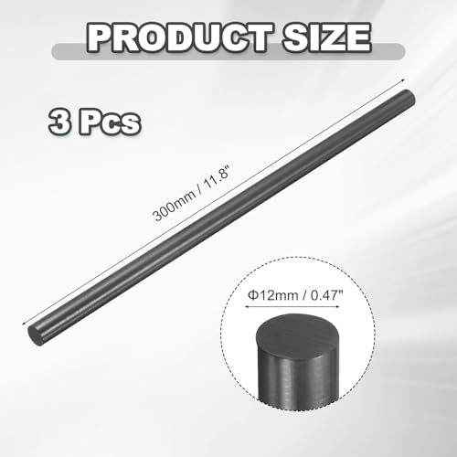 PATIKIL Graphite Rod 3 Pcs Graphite Stirring Rod 300x12mm Cylinder Stick - size: 300x12mm