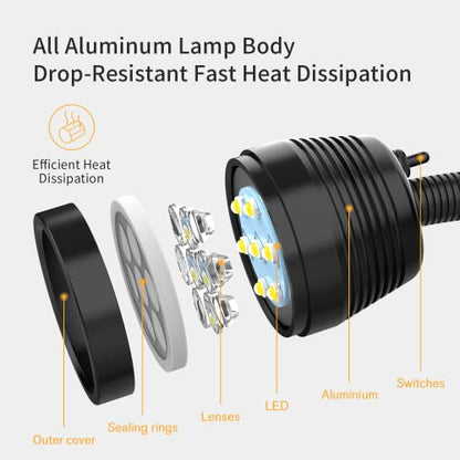 Led Machine Light, Flexible IP66 Waterproof 1400 Lumens 110V-220V with Clamp Base for Lathe Machine, Workbench, Industrial Lighting - color: Klemmvorrichtung
