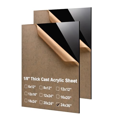 KINLINK 24x36 Plexiglass Sheets 1/8 inch Thick - 3mm Black Cast Acrylic Sheet, Plastic Board Polycarbonate Sheet for DIY Project, Craft, Table Top, Acrylic Sign and Wedding Invitation 2 Pack - color: Black, size: 24x36