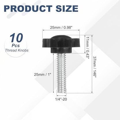 uxcell 10Pcs 1/4"-20 Star Knobs 1" Threaded Stud Male Clamping Knobs - size: 1/4"-20, 1"