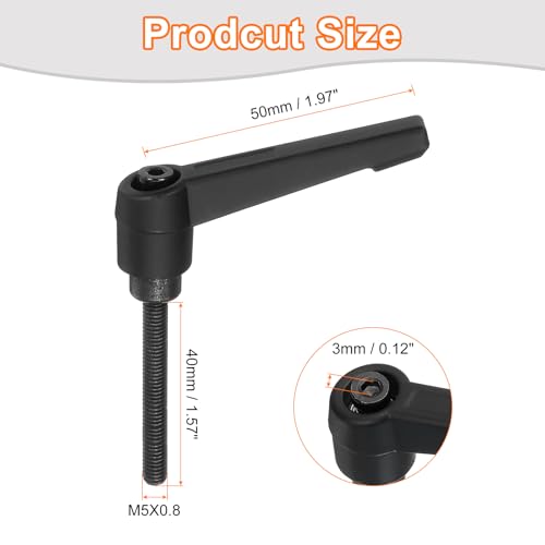 uxcell 2Pcs M5 x 40mm Adjustable Knobs Handle Male Thread Push Button Ratchet Quick Release Locking Rotating Bolt for Lathe Machinery, Black - size: M5 x 40mm