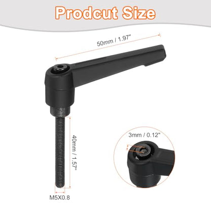uxcell 2Pcs M5 x 40mm Adjustable Knobs Handle Male Thread Push Button Ratchet Quick Release Locking Rotating Bolt for Lathe Machinery, Black - size: M5 x 40mm