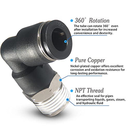 1/8" OD x 1/8" NPT Male Elbow Push-to-Connect Fittings, 10-Pack - size: OD 1/8 - NPT 1/8
