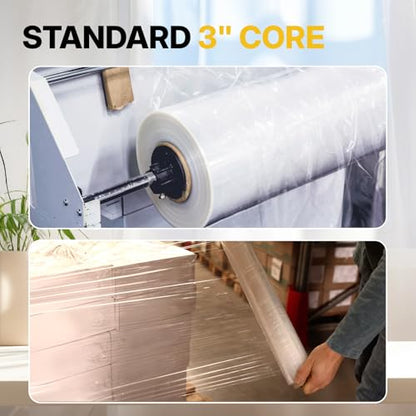NorthSky Industrial Stretch Wrap, 18" x 1500', 80 Gauge 30 Microns, Up to 800% Stretch, Clear Heavy Duty Self-Adhering Plastic Film for Pallet Packing Moving Shipping Box of 4 Rolls - size: 80 Gauge 18'' x 1501'