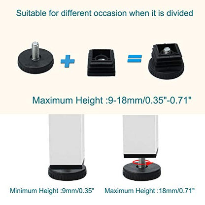 uxcell Leveling Feet 30 x 30mm Square Tube Inserts Kit Furniture Glide Adjustable Leveler with Nuts for Table Sofa Chair Leg 4 Sets