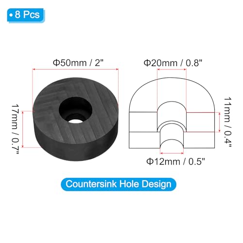 PATIKIL Rubber Spacer, 8 Pcs Rubber Anti Vibration Foot Pad Bumper 2" OD 0.5" ID Count Sink Hole Washer Round Neoprene Bushings Spacer for Air Compressor Machinery Generator Car, Black - size: 2" OD x 0.5" ID