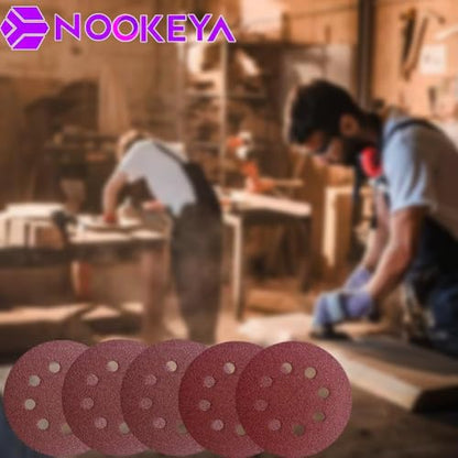 100PCS 5 Inch 8-Hole Sanding Discs, Hook and Loop Sandpaper Sanding Pad Set - style: 100pcs 40-600 Grit Sandpapers