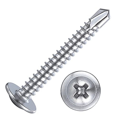 Wensilon（200pcs）#8×1”for Sheet Metal Self-Tapping Screws 410 Stainless Steel Truss Head High-Strength Quick Tapping Screws - color: Silver, size: #8X1"