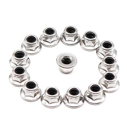 cSeao 20pcs M6 x 1.0mm Flanged Hex Nylon Inserted Lock Nuts, 304 Stainless Steel 18-8/A2-70, DIN6926 - size: M6 20pcs