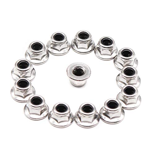 cSeao 20pcs M6 x 1.0mm Flanged Hex Nylon Inserted Lock Nuts, 304 Stainless Steel 18-8/A2-70, DIN6926 - size: M6 20pcs