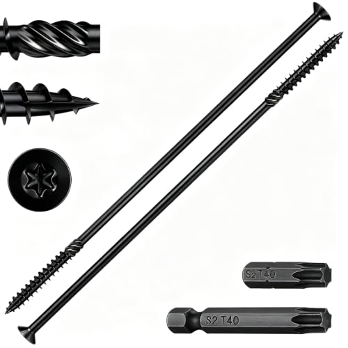Wensilon 5/16 * 16" Black Deck Screws 10pcs 2lbs 8x400mm Lag Screws - color: Black, size: 5/16*16"