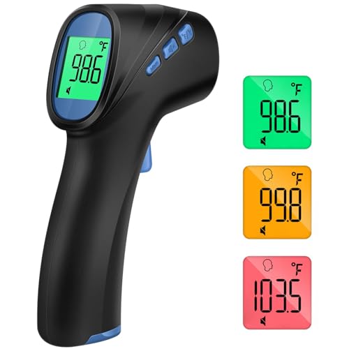 Forehead Thermometer for Adults and Kids, Non Contact, 1s Result (Black) - color: Black