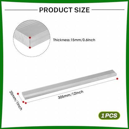 6061 Aluminum Flat Bar, 0.6" Thickness X 1" Width X 12" Length Aluminum Flat Plate, Solid Aluminum Bar for Crafting, Industrial Building - size: 0.6" X 1" X 12"