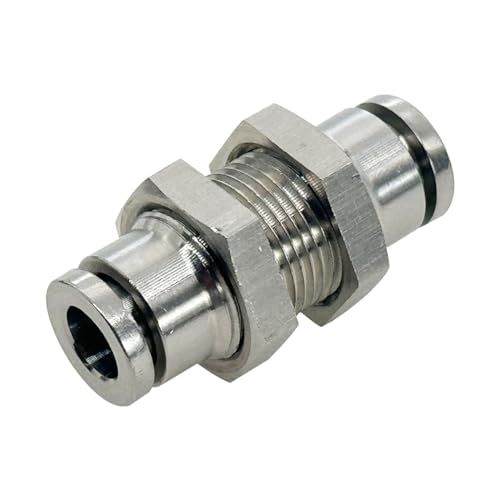 2Pcs Bulkhead Union 1/4" x 1/4" Tube OD Push to Connect Tube Fitting - size: 1/4" OD