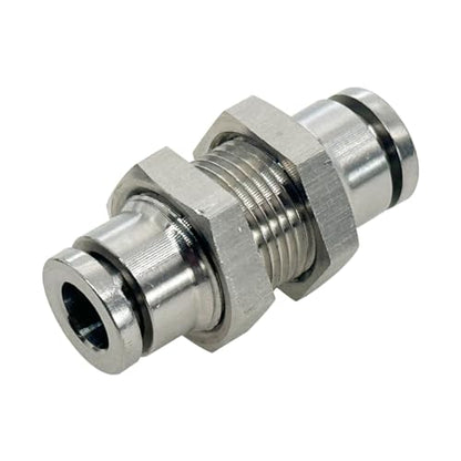 2Pcs Bulkhead Union 1/4" x 1/4" Tube OD Push to Connect Tube Fitting - size: 1/4" OD