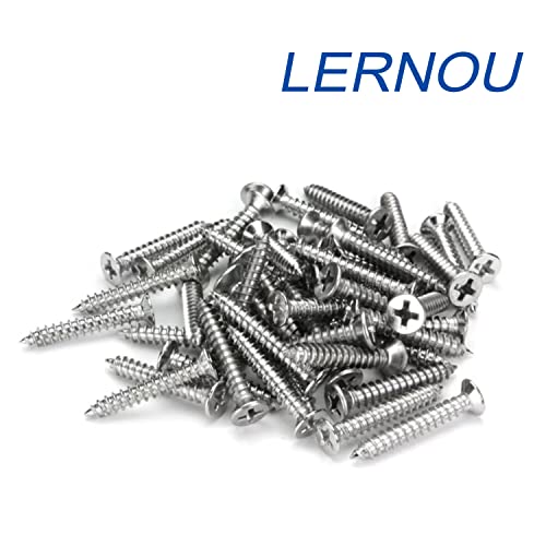 #4 x 1 (M3x25mm) 304 Stainless Steel Flat Head Wood Screws, 100pcs - size: #4 x 1''-100pcs