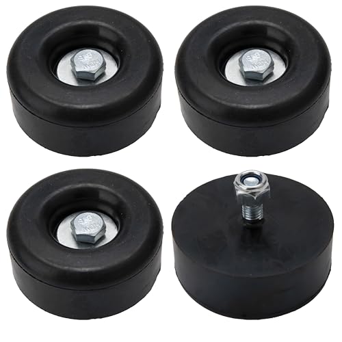 4 Pack Round Rubber Trailer Bumpers 2.5 in Black Ramp Stop with Hardware