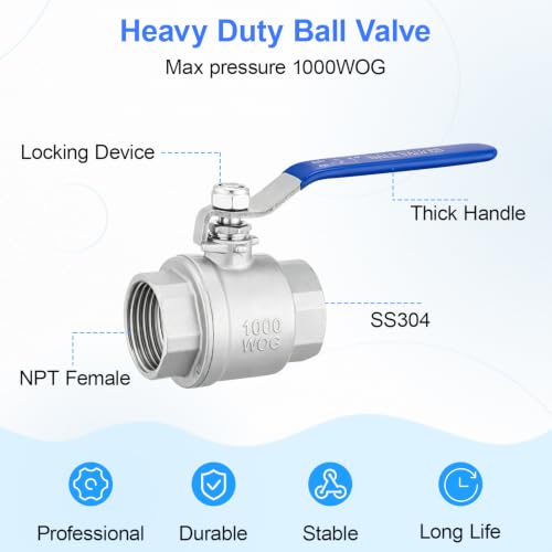 6 Pack 1" Heavy Duty Ball Valve with Locking Handle, 1000WOG
