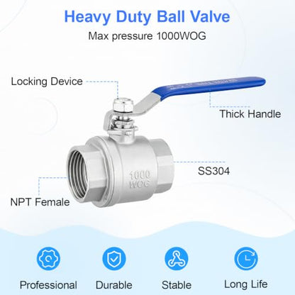 6 Pack 1" Heavy Duty Ball Valve with Locking Handle, 1000WOG