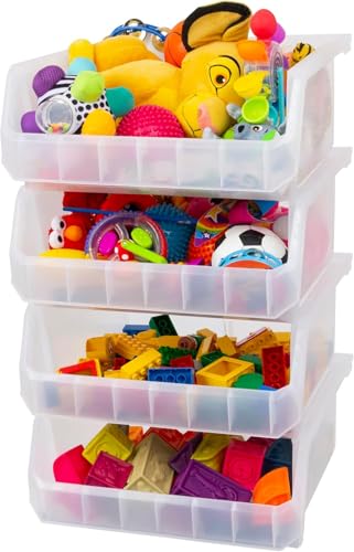 ReadySpace Extra Large Stackable Plastic Storage Bins, 4-Pack, Clear - color: Clear, size: Extra Large, 4-Pack