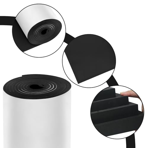 Self Adhesive Foam Rubber Sheets Sponge Neoprene with Adhesive Closed Cell Neoprene Rubber Roll Foam Padding for Shock Pad, DIY, Crafts (Black, 12 Inch x 59 Inch x 1/8 Inch) - color: Black, size: 12 Inch x 59 Inch x 1/8 Inch