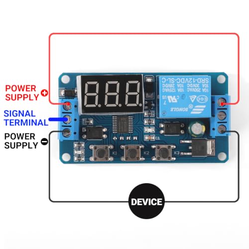 DROK 12V Timer Relay, LED Display 4-Mode On-Off Automotive Time Delay Relay, Electric Delay Timer Switch 0.1s to 999min - size: 1pcs