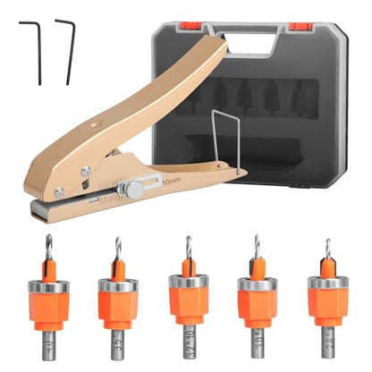 6-Piece Wood Countersink Drill Bit Set with 3/8-Inch Punch Pliers - style: Drill Bit+Hole Punch