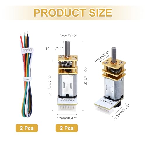 MECCANIXITY 2pcs 40RPM Micro Gear Motor with Encoder, N20 DC6V Gearbox High Torque Electric Reduction Motor for Robot Wheel RC Car - style: 40RPM