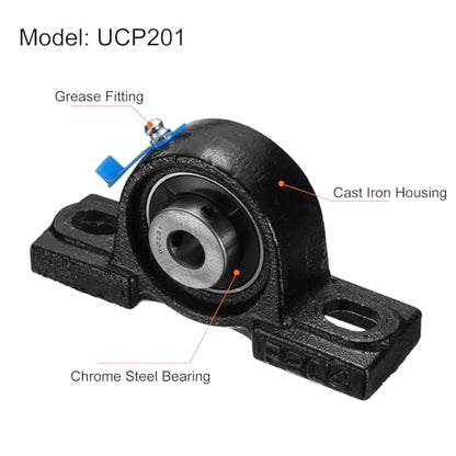 uxcell 2pcs UCP201 Pillow Block Bearings 12mm Bore Bearing Units Cast Steel Flange Mounted Bearing Housing - size: UCP201 ID 12mm