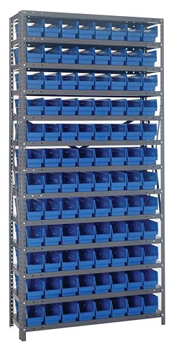 Quantum Storage QSB808 Store-Max Heavy-Duty Nesting Plastic Shelf Bins for Pharmacy, Hospital & Warehouse, Hanging Lip & 7 Divider Slots, 18" x 9" x 8", Yellow, 10-Pack