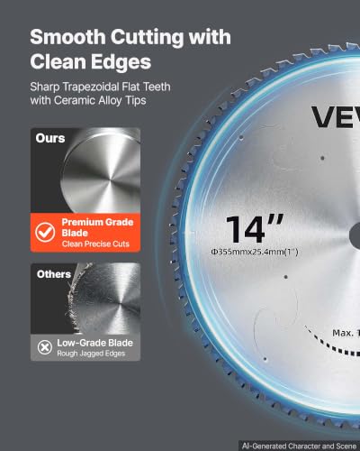 VEVOR Chop Saw Blade 14-in 66 Teeth Cermet-Tipped Metal Cold Cutting Blade - size: 14 in