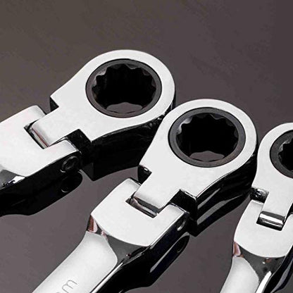 Qnkaa 8pcs Flexible Ratchet Wrenches Set SAE 5/16” to 3/4“ - size: SAE 8pcs