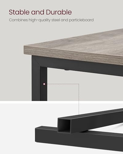 VASAGLE Side End Table with Charging Station, Slim Nightstand with Storage - color: Heather Greige + Ink Black, size: 23.6"D x 11.8"W